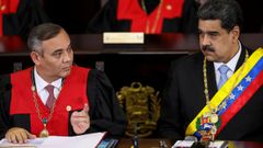 Maikel Moreno y Nicols Maduro, en la apertura del ao judicial, en enero pasado
