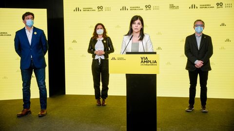 Sergi Sabrià, Laura Vilagrà, Marta Vilalta y Josep Maria Jové (ERC) en rueda de prensa telemática