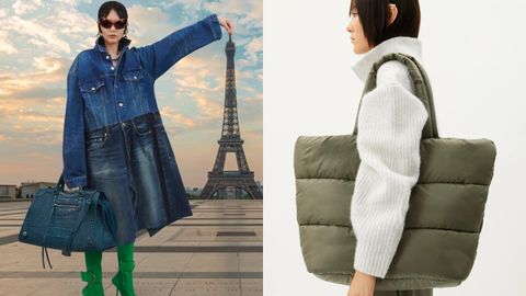 A la izquierda, bolso extra grande Balenciaga; a la derecha, uno de los modelos acolchados de Weekday