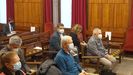 Los acusados durante la primera sesión del juicio contra la antigua cúpula de UGT Asturias