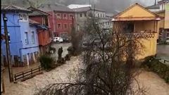 Inundaciones en Villoria, Lavina. Asturias