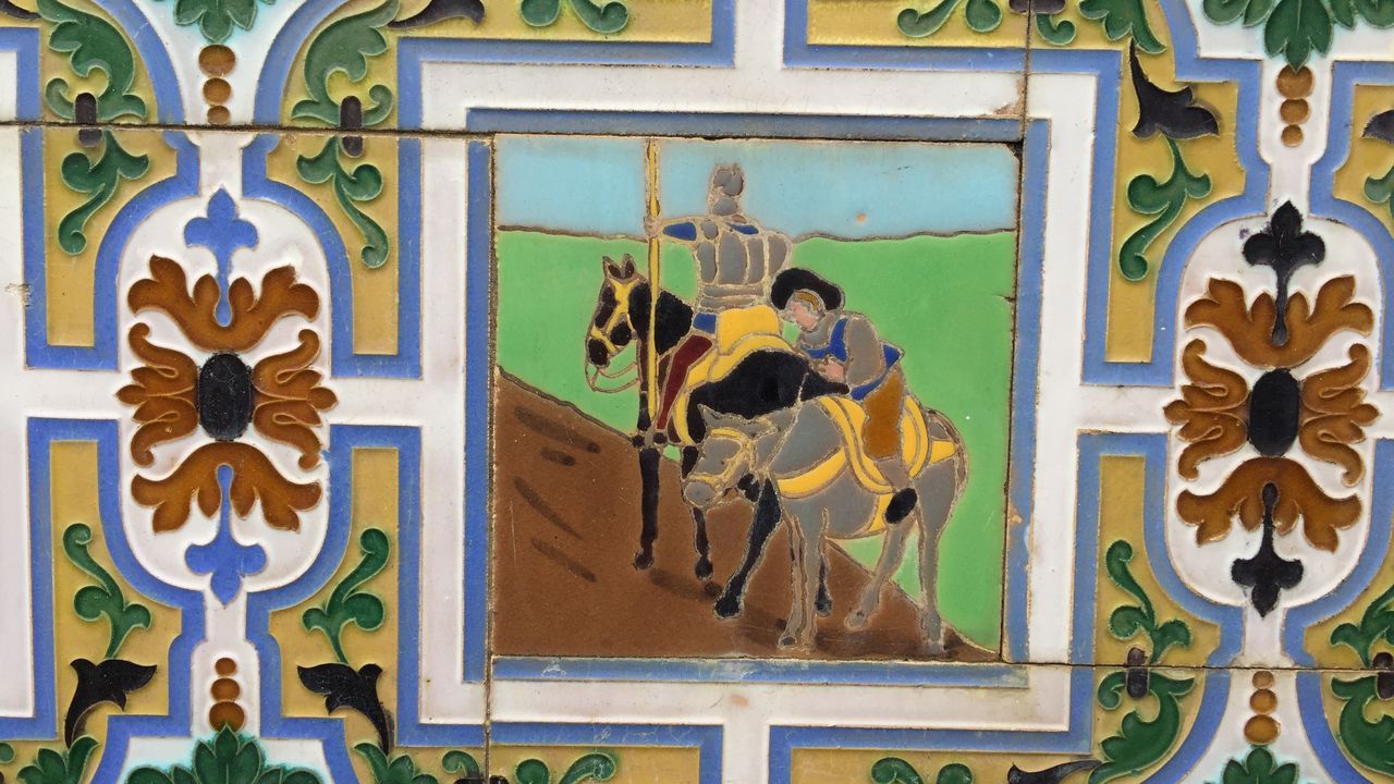 El Quijote, en azulejos en una casa de Ponte Caldelas.Marinna Mouzo