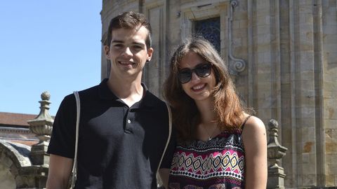 Xavi y Jessica durante su visita a Pontevedra