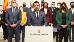 El presidente de la Generalitat, Pere Aragonès, tras celebrar una cumbre para incrementar los controles de que se cumpla la inmersión lingüística en los colegios