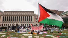 Acampaacontra la guerra en Gaza en la Universidad de Columbia.