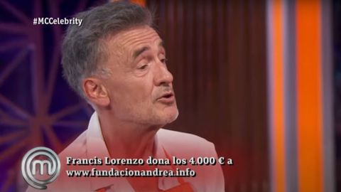 El momento exacto del programa en el que Francis Lorenzo decide donar los 4.000 euros ganados a la Fundacin Andrea, nacida en Santiago.