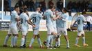 Los jugadores del Viveiro celebran un gol en Cantarrana