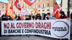 Protesta en las calles de Roma contra el Gobierno de Mario Draghi