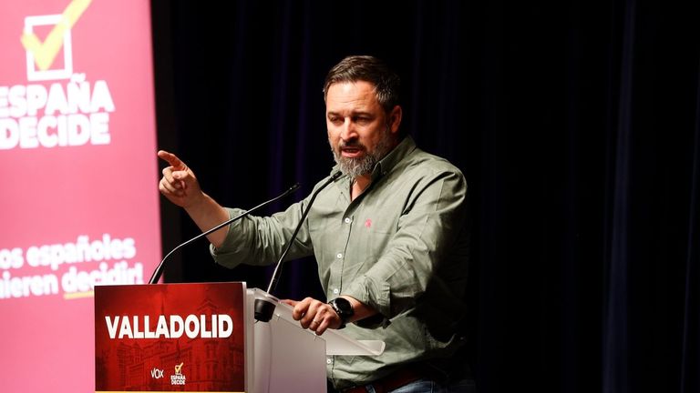 El líder de Vox, Santiago Abascal, ayer, en Valladolid.
