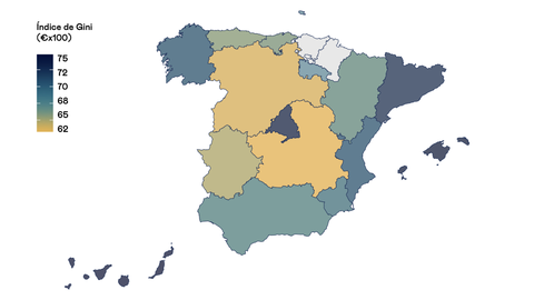 Desigualdad de la riqueza por comunidades aut�nomas 2022