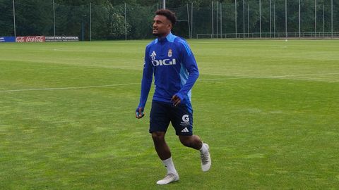 Haissem Hassan, en el entrenamiento de este miércoles en El Requexón
