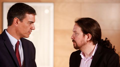 Pedro Snchez y Pablo Iglesias, durante una reunin antes de la fallida investidura de julio