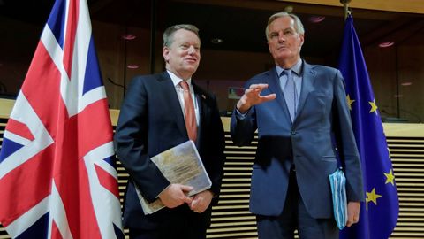 Frost y Barnier, en su anterior reunin cara cara en Bruselas, el 2 de marzo