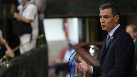 El presidente del Gobierno, Pedro Snchez, durante su discurso en el debate sobre el estado de la nacin.