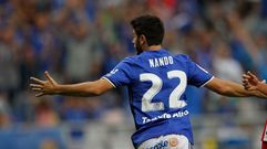 Nando celebra un gol ante el Almera