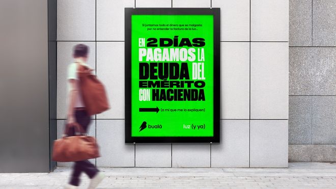Uno de los carteles de la campaña lanzada por la eléctrica coruñesa Bualá (luz y ya)
