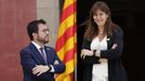 El presidente de la Generalitat, Pere Aragonès (ERC), y la expresidenta del Parlamento catalán Laura Borràs (Junts), en un acto institucional el pasado mes de junio