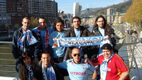 Integrantes de Blau Cel, en un viaje a Bilbao.