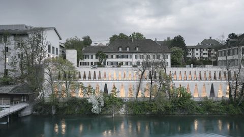 Escuela Superior de Danza, en Zúrich, Suiza. Situada en la orilla del rio Limmat, en el lugar que ocupaba la antigua sede destruida por un incendio en el año 2012