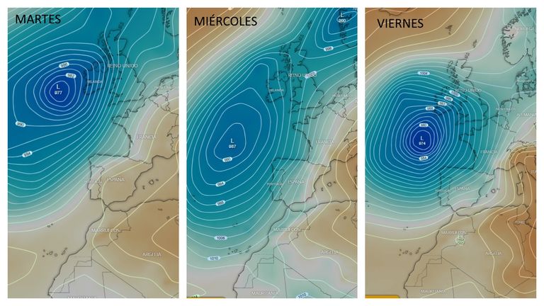Una borrasca estacionaria impulsará vientos fuertes y lluvias persistentes en Galicia