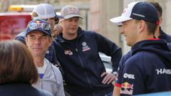 Sbastien Loeb, izquierda, con otros pilotos en la presentacin en Ourense del Rali Cross de Montalegre.