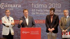 De izquierda a derecha, Pedro Lpez Ferrer, Flix Baragao, lvaro Alonso y Hugo Fontela, ayer, en la presentacin de la 63 Feria Internacional de Muestras de Asturias