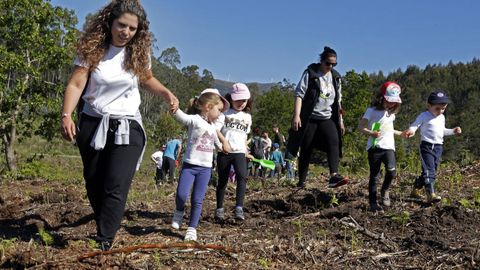 actividade voz natura: plantacion rboles con alumnos do CRA de rianxo, EN EL LUGAR DE A ERMIDA EN BUIA, ARAO