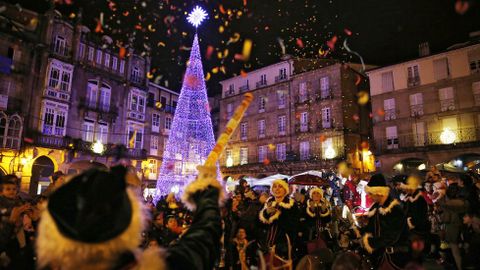 Iluminacin navidea en la praza Maior de Ourense
