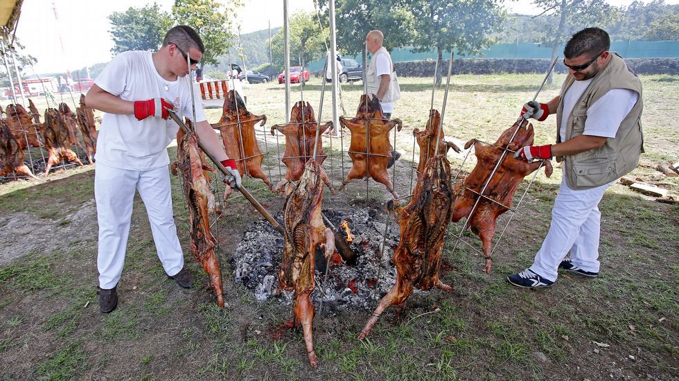 Paisajes del Camino Celta irland�s.Asado do porqui�o en Amil (Mora�a)