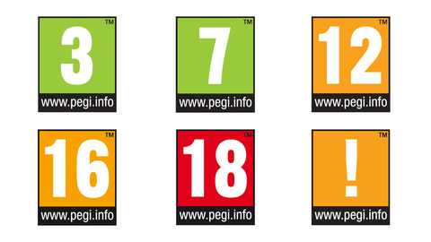 Etiquetas del sistema de calificación por edades europeo de PEGI.
