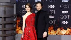 Leslie Rose y Kit Harington, en el estreno de la temporada final de Game of Thrones en Nueva York