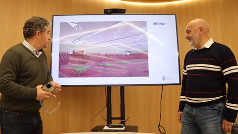 Lores y Tino Fernández presentaron el proyecto del nuevo pabellón de Monte Porreiro