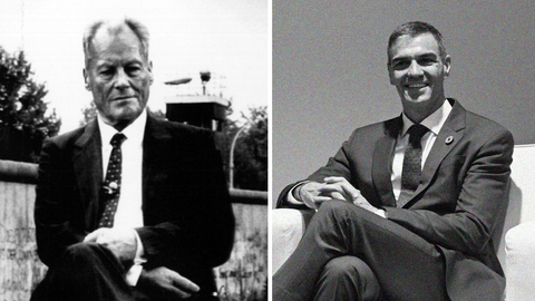 A la izquierda, Willy Brandt, que fue canciller de Alemania Occidental entre 1969 y 1974. A la derecha, Pedro Sánchez