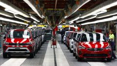 La cadena de montaje de vehculos Opel en la planta de Figueruelas, Aragn