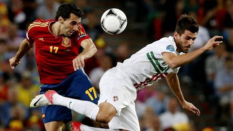 Nelson Oliveira, contra Espaa en la pasada Eurocopa