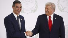Saludo entre Donald Trump y Pedro Snchez