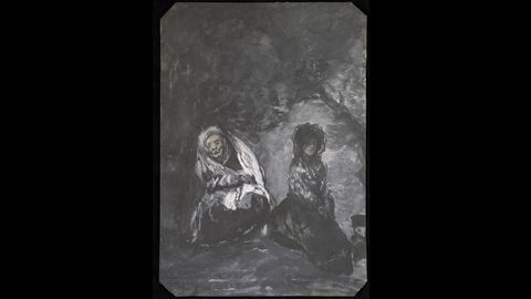 Maja y Celestina en un paisaje de atardecer (1825), de Francisco de Goya y Lucientes. Coleccin Villagonzalo