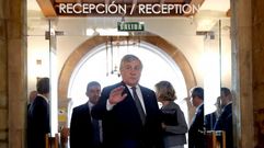 El presidente del Parlamento Europeo, Antonio Tajani, hoy en Oviedo, donde recoge esta tarde el premio Princesa de Asturias a la Concordia, otorgado este ao a la Unin Europea. EFE/Chema Moya