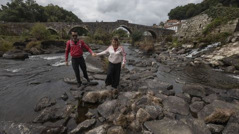El ro Tambre, en A Ponte Maceira, hace veinte das, cuando prcticamente se poda cruzar su cauce caminando