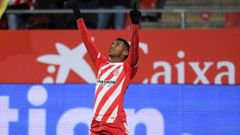 Choco Lozano celebra un gol con el Girona