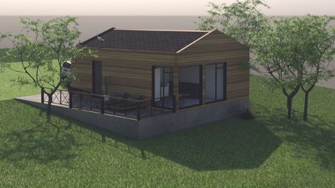Recreación exterior de una vivienda prefabricada de la firma Modúlame