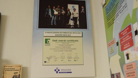 Certificado del segundo puesto europeo en fomento del reciclado, de 2015