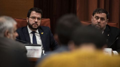 El vicepresidente de la Generalitat, Pere Aragons, y el lder de ERC, Oriol Junqueras, en una imagen de archivo