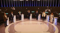 Los siete participantes del debate electoral emitido en la TVG en las pasadas elecciones autonmicas del 2020