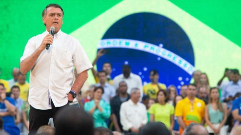 Bolsonaro, durante el acto de presentación de su candidatura, en Río de Janeiro