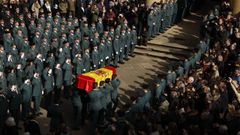 Imagen del funeral celebrado en Pamplona en memoria del guardia civil David Pérez Carracedo, uno de los dos agentes fallecidos en Barbate al ser arrollado por una narcolancha