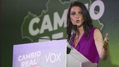 La candidata de Vox a las andaluzas, Macarena Olona, durante la valoracin de los resultados del 19-J en Andaluca.