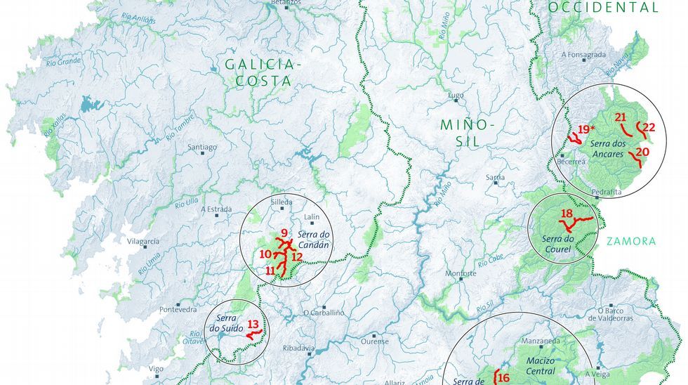 Localizaci�n de los tramos fluviales protegidos
