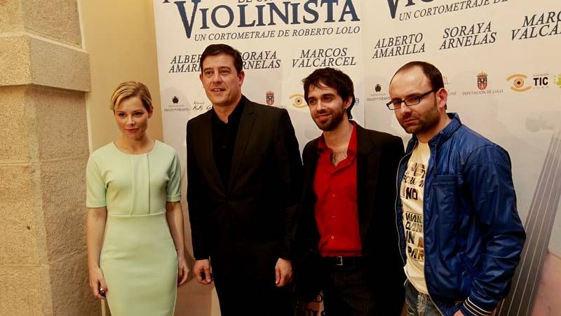 Soraya, el presidente de la Diputaci�n, el actor Alberto Amarilla y el director Roberto Lolo, en el estreno del corto