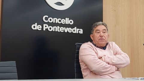 El alcalde de Pontevedra, Miguel Anxo Fernández Lores, en la sala de prensa del Concello
